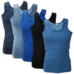 SGS Unterhemden Herren 5er Pack Tank Top Achselhemden Herren Blautone (M, Blau) von SGS