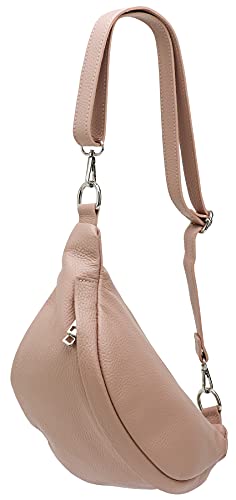 SH Leder ® echt Leder Hüfttasche Damen Herren Unisex Gürteltasche für Festival Reise Bauchtasche mittelgroße Crossbody Bag Frauen Ledertasche 32x17cm Marie G528 (Nude) von SH Leder