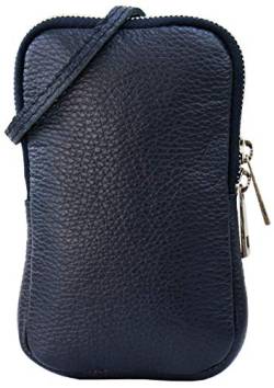 SH Leder Damen Echtleder Handytasche Umhängetasche Geldbörse Multifunktion Beutel Mini Bote Abnehmbar Verstellbar Schultergurt Handy bis 6,8 Zoll 11x18cm Jana G269 (Dunkel Blau) von SH Leder