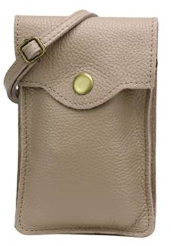 SH Leder Damen Handytasche Umhängetasche Geldbörse Multifunktion Beutel Schultertasche aus Echtleder Verstellbar Schultergurt Handy bis 6.8 Zoll 12x19cm ADA G3282 (Helltaupe) von SH Leder