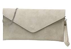 SH Leder Echtleder Clutch Umhängetasche kleine Tasche Abendtasche in Wildleder oder Metallic 31,5x16,5cm Palma G299 (Beige W.) von SH Leder