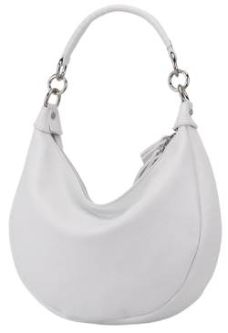 SH Leder Echtleder Damen Halbmondförmige Tasche stylisch bananentasche Umhängetasche Leder 30x22cm Mina G668 (Weiss) von SH Leder