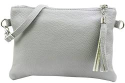 SH Leder Echtleder Umhängetasche Clutch kleine Tasche Abendtasche 22x15cm Anny G248 (Hell Grau) von SH Leder