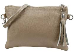 SH Leder Echtleder Umhängetasche Clutch kleine Tasche Abendtasche 22x15cm Anny G248 (Hell Taupe (Sand)) von SH Leder