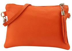 SH Leder Echtleder Umhängetasche Clutch kleine Tasche Abendtasche 22x15cm Anny G248 (Orange) von SH Leder