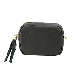 SH Leder Echtleder Umhängetasche mittel kleine Tasche Abendtasche Clutch Crossbody Bag Messenger Handtasche mit Reißverschluss 21x15cm Chiara G209 (Dunkel Grau) von SH Leder