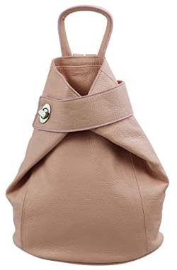 SH Leder Leichter echt Leder Damenrucksack CityRucksack Daypack Frauen Rucksack in Genarbt Rindleder 29x34cm Pamela G2517 (Nude) von SH Leder