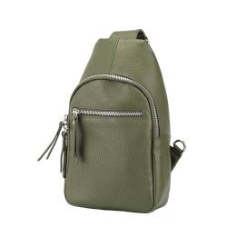 SH Leder echt Leder Damen Brusttasche Rucksack für Festival Reise mittelgross Hüfttasche Crossbody Bag Verstellbarer welchsellbar Schultergurt Frauen Ledertasche 17x28cm Taylor G662 (Olivgrün) von SH Leder