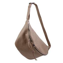 SH Leder echt Leder Damen Unisex Brusttasche für Festival Reise Gross Hüfttasche Crossbody Bag Frauen Ledertasche 49x28cm Daniela G768 (Nude) von SH Leder