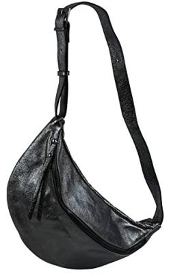 SH Leder echt Leder Damen Unisex Brusttasche für Festival Reise mittelgross Hüfttasche Crossbody Bag Frauen Ledertasche 37x21cm Fania G697 (Anthrazit Metallic) von SH Leder