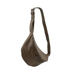 SH Leder echt Leder Damen Unisex Brusttasche für Festival Reise mittelgross Hüfttasche Crossbody Bag Frauen Ledertasche 37x21cm Fania G697 (Dunkel Taupe) von SH Leder