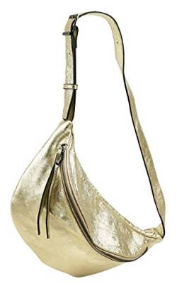 SH Leder echt Leder Damen Unisex Brusttasche für Festival Reise mittelgross Hüfttasche Crossbody Bag Frauen Ledertasche 37x21cm Fania G697 (Gold) von SH Leder