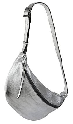 SH Leder echt Leder Damen Unisex Brusttasche für Festival Reise mittelgross Hüfttasche Crossbody Bag Frauen Ledertasche 37x21cm Fania G697 (Silber) von SH Leder