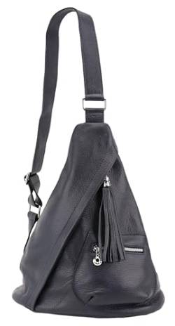 SH Leder echt Leder Damen unisex Brusttasche Sling Bag Sling Rucksack Schulterrucksack für Festival Reise Gross Crossbody Verstellbarer Schultergurt Frauen Ledertasche 32x38cm Lavie G666 (Dunkelblau) von SH Leder