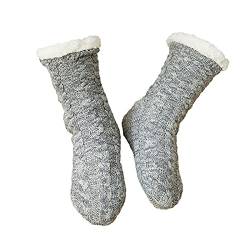 SH-RuiDu Männer Slipper Socken, 1-Paar Winter Indoor Flauschige Warme Dicke Fleece Futter Thermal Socken mit rutschfesten Griffen Weihnachtsstrümpfe für Männer Papa Großvater Bruder Ehemann von SH-RuiDu