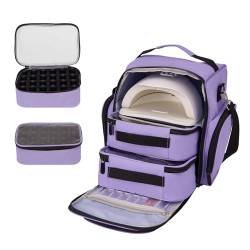 SH-RuiDu Nagellack-Organizer-Tasche, tragbare Nagellack-Tragetasche, Maniküre-Werkzeug-Aufbewahrungsbox mit 2 abnehmbaren Taschen und Werkzeug-Aufbewahrungstaschen, für 48 Flaschen (15 ml), violett von SH-RuiDu