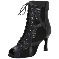 Damen-Tanzstiefel, Schnürung, Peep-Toe-Jazz, Ballsaal, individuelle Ferse, weiche Sohle, rot, 37.5 EU von SH. SHUTUP.DANCE