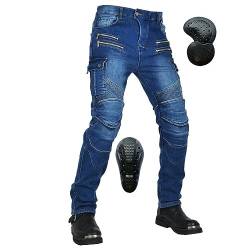 Herren Motorrad Hose, Schützende Winter Motorrad Jeans Anti Drop Dickes Fleece Mehrere Taschen Mit 4 Upgrade Abnehmbare Rüstung (Black,4XL) von SHAIYOU