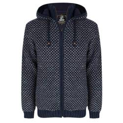 Hochwertige Herren Strickjacke aus Reiner Schafswolle mit Messingreißverschlüsse - Shakaloha M Marlin Navy - Luxus-Strickjacke mit speziellen Strickwaren, Dicke Fleecefutter, abnehmbare Kapuze. - XL von SHAKALOHA LIFE IS FOR LIVING