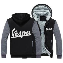 SHAMMA 2023 Herren Kapuzenpullover für den Dienst Vespa Winter Pullover Reißverschluss Mäntel Jacken Warme Dicke Oberbekleidung Wolle Lässiges Sweatshirt Workout Tops für Männer-C||XXL von SHAMMA