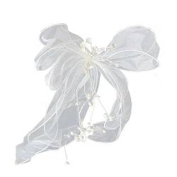 Neue Braut Hochzeitskleid Kopfschmuck Net Garn Handgemachte Seite Mesh Schleier Schöne Weiße Clips Welle Hai Bogen Schleier S5l7 Clip Temperament von SHANGYU