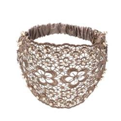 Spitzen-Stirnbänder für Damen, breite florale Perlen, Spitze, Kopfband, elastische Stirnbänder, P9S8, Kopfschmuck, Haarabdeckung, weißes Accessoire von SHANGYU