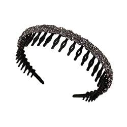Strass Beflockung Lünette Haar Hoops Für Frauen Damen Farbe Gezahnt Stirnband Mode Band Haar Haar Zubehör von SHANGYU