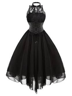 SHANHE 2022 Viktorianisches Kleid, Renaissance-Kostüm, Damen, Gothic-Hexenkleid, mittelalterliches Hochzeitskleid, Maxi, Übergröße, 5XL, Schwarz, L von SHANHE