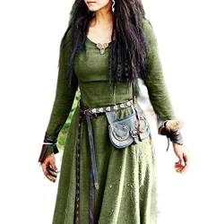 SHANHE Mittelalterliches Kleid für Damen, langärmelig, Maxi-Robe, Vintage-Fee, Elfenkleid, Renaissance, keltische Wikinger-Gothic-Kleidung - Grün, 4XL von SHANHE