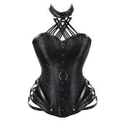 SHANHE Steampunk-Korsett, Gothic, Stahlknochen, Reißverschluss, Überbrust, Bustier, Stahlknochen, Damen, schlankmachende Body-Tops, Übergröße, sexy, Schwarz, L von SHANHE