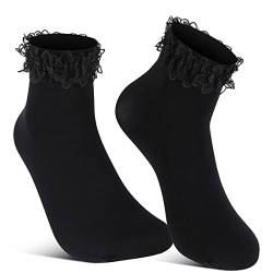 SHANHUHAI Schöne Spitzen Rüschen Socken Rüschen Söckchen Schwarze Atmungsaktive Socken von SHANHUHAI