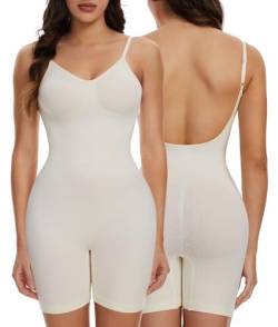 SHAPERIN Bodysuits Figurformender Shapewear Damen Rückenfrei Body Shaper Bauchweg Formend Miederbody Tummy Control Shape Up Full Body Women Beige L von SHAPERIN