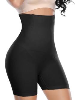 SHAPERIN Damen Miederhose Bauchweg Hohe Taille Miederslip mit Bein Shapewear Unterhose Leggings Kurze Hose, Schwarz, M von SHAPERIN