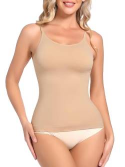 SHAPERIN Damen Shape Unterhemden Bauchweg Formende Top Nahtloser Body Shaper Hemdchen Ärmelloses Tank Top Figurformende Trägertop, Nude, L von SHAPERIN