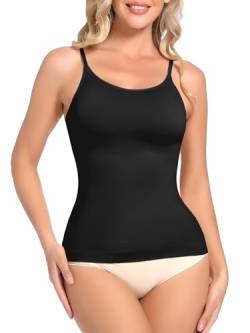 SHAPERIN Damen Shape Unterhemden Bauchweg Formende Top Nahtloser Body Shaper Hemdchen Ärmelloses Tank Top Figurformende Trägertop, Schwarz, M von SHAPERIN