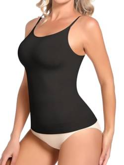 SHAPERIN Damen Shape Unterhemden Bauchweg Formende Top Nahtloser Body Shaper Hemdchen Ärmelloses Tank Top Figurformende Trägertop, Schwarz, XL von SHAPERIN