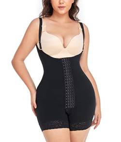 SHAPERIN Fajas Colombianas Damen Shapewear Bauchweg Stark Formend Body Figurformender Kompression Body Shaper Bein Postsurgery Schwarz 2XL von SHAPERIN