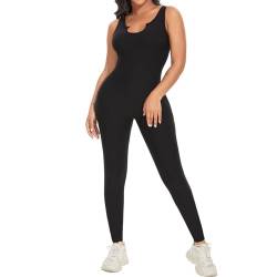 SHAPERIN Jumpsuit U-Ausschnitt Damen Ärmellos Trainingsanzüge Hohe Taille Sportkleidung Set Bodycon Einteiler Bodysuit Yoga Overall Romper One Piece Hosenanzug Schwarz L von SHAPERIN