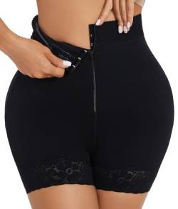 SHAPERIN Shapewear Shorts Damen Bauchkontrolle Höschen Hohe Taille Butt Lifter Miederhose Bauchweg Stark Formend Fajas Shorts mit Reißverschluss Schwarz S von SHAPERIN