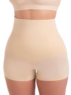 SHAPERMINT EMPETUA Body Shaper mit hoher Taille, Boyshorts, Bauchkontrolle, Taillen-Schlankheits- und Rückenglättung, Shapewear für Damen, Übergröße, nude, 46 von SHAPERMINT