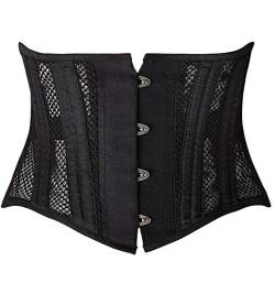 Camellias Corsets, Damen-Korsett mit 26 Stahlstäben, knapper Torso, hochwertige Qualität, Taillen-Trainer zum Abnehmen Gr. Medium/61 cm (Passen natürliche Taille 26"-27"), schwarz (netzstoff) von SHAPERX