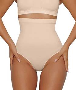 SHAPERX Bauchweg Unterhose Damen Tummy Control Shapewear Figurformende Unterwäsche Body Shaper Hip Lifting Miederslips,UK-SZ5225-Beige-2XL/3XL von SHAPERX