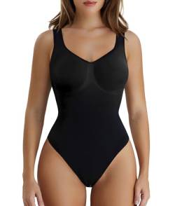 SHAPERX Body Damen Formender Bodysuit Shapewear Bauchweg Figurenformend Ganzkörper Shaping Bodys Shaper Tanga Tank Top, UK-SZ5240-Black-2XL/3XL von SHAPERX