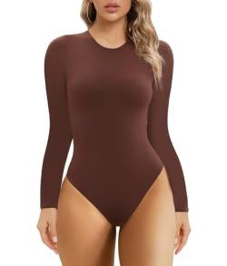 SHAPERX Body-Umarmung T-Shirt Bodysuit Tops für Frauen Weicher Rundhalsausschnitt Body Suits Tanga Jumpsuit von SHAPERX