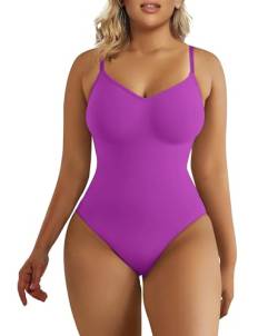 SHAPERX Bodysuit Figurenformend Damen Body Shaper Bauchweg Sculpting Shapewear Tanga Ganzkörper Formende Bodys Verstellbarer Schultergurt, UK-SZ5215-Liatris-4XL/5XL von SHAPERX