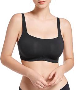 SHAPERX Bügelloser BH für Damen, klein bis übergroß, Alltags-BH mit herausnehmbaren Pads, Schwarz, Medium von SHAPERX