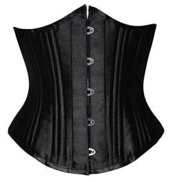 SHAPERX Damen 26 Doppelte Stahl Korsett Unterbrust Corsage Schwere Aufgabe Waist Training Cincher Shaper Korsage, UK-DT1908-Black-M von SHAPERX