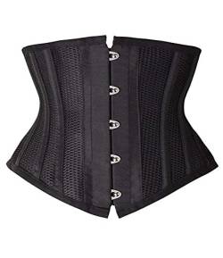 SHAPERX Damen Korsett Unterbrust Waist Trainer Corset Kurzer Torso Taillengürtel Mesh Corsage mit Schnürung, UK-SZ1995-Black-2XL von SHAPERX