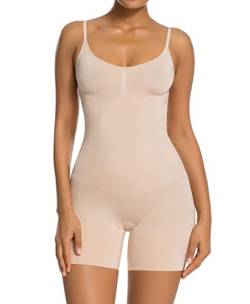 SHAPERX Damen Shapewear Bauchweg Body Shaper Figurformender Ganzkörper Formende Bodys Abnehmen Shaping Bodysuit, UK-SZ6224-Beige-2XL von SHAPERX