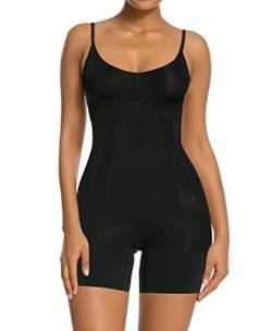 SHAPERX Damen Shapewear Bauchweg Body Shaper Figurformender Ganzkörper Formende Bodys Abnehmen Shaping Bodysuit, UK-SZ6224-Black-2XL von SHAPERX